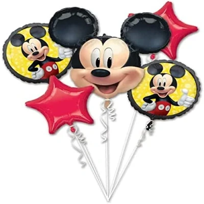 Afbeelding van Amscan Folieballonnen Mickey Mouse Junior Rood/zwart 5 delig