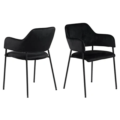 Afbeelding van Bendt Eetkamerstoel &#039;Myla&#039; Velvet, kleur Zwart