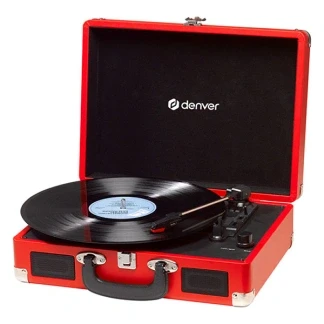 Afbeelding van Denver Platenspeler Ingebouwde Speakers Incl. PC Software Auto stop Retro VPL120 Rood