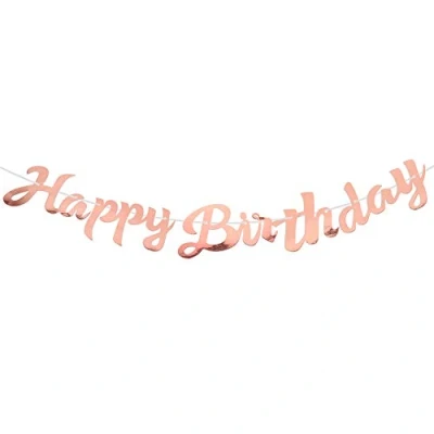 Afbeelding van Partydeco Letterslinger Happy Birthday rose goud