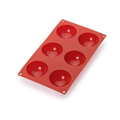 Afbeelding van Lékué Bakvorm Uit Silicone Voor 6 Halve Bollen Rood Ø 7cm
