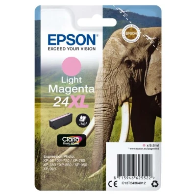 Afbeelding van EPSON 24XL inktcartridge licht magenta high capacity 9.8ml 740 paginas 1 pack RF AM blister
