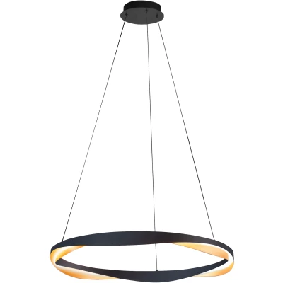 Afbeelding van LED hanglamp Ascoli, Ø 85 cm, zwart/goud, metaal, dimbaar