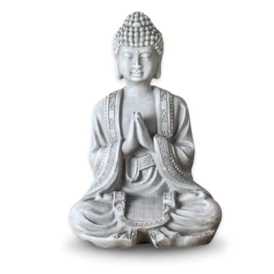 Afbeelding van zen Light Boeddhabeeld meditatie 2 beeldje decoratie en feng shui brengt een rustige ontspannende sfeer in je huis geluksbeeld kleur grijs hoogte: 12 cm