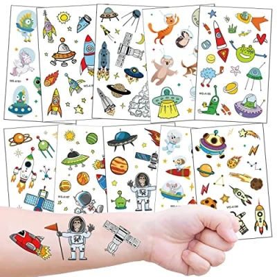 Afbeelding van Tattoos voor kinderen, 10 vellen tijdelijke ruimte tattoo
