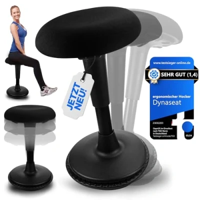 Afbeelding van Ergonomische Wiebelkruk hoogte 65 85 cm voor Zit Sta Bureau Bureaukruk Kruk Balanskruk In verstelbaar ∅33cm Zwart