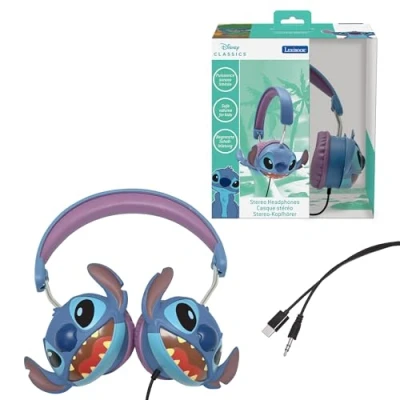 Afbeelding van Lexibook, Disney Stitch HP015D bedrade stereohoofdtelefoon, opvouwbaar, beperkt geluidsvermogen, 3D