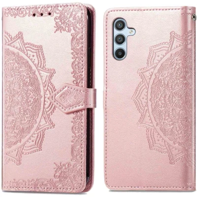 Afbeelding van iMoshion Hoesje Geschikt voor Samsung Galaxy A34 (5G) Met Pasjeshouder Mandala Bookcase Rosé Goud