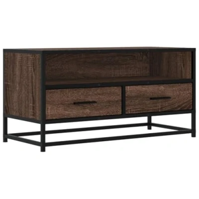 Image de vidaXL Meuble TV chêne marron 80x34,5x40 cm bois d&#039;ingénierie et métal848823