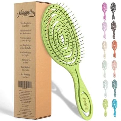 Afbeelding van Ninabella haarborstel antiklit dames en heren Spiraalvormige anti klit borstel Detangler brush Stijlborstel voor krullen of steil haar Lime
