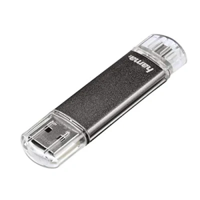 Image de Clé USB FlashPen „Laeta Twin“, USB 2.0, 128 GB, 10 MB/s, gris