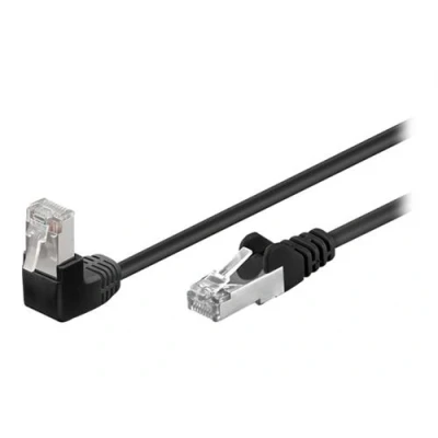 Image de goobay Câble réseau RJ 45 (M) pour 2 m paire torsadée écrantée (F/UTP) CAT 5e connecteur à 90, moulé, sans crochet noir