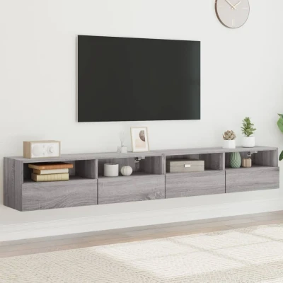 Afbeelding van Tv wandmeubels 2 st 100x30x30 cm hout grijs sonoma