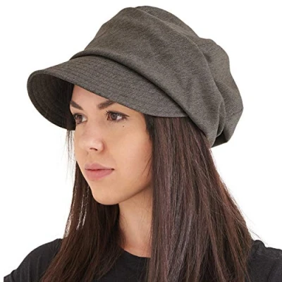 Afbeelding van Newsboy Winterpet voor dames, plat, muts met vizier, heren, breed, van biologisch katoen, modieus, boho, zomer, zonnehoed, platte pet, hipster, oversized, bruin, M, Bruin