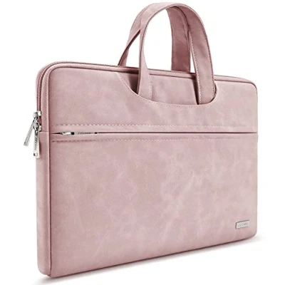 Afbeelding van TECOOL 15,6 inch laptopzak voor 15 Lenovo HP Asus Acer Chromebook Dell Samsung PC, MacBook Pro 16, Matebook D16, beschermhoes zak met handvat, roze