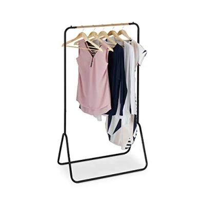 Afbeelding van Relaxdays Open kapstok van metaal in houtlook zwart 145 x 80 44 cm
