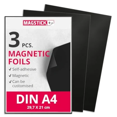 Afbeelding van Set van 3 magnetische folies DIN A4, zelfklevend, ruw bruin, zwart, knutselen, foto, patroon, gesneden, magneet, koelkast, leraar, DIY I mag_002