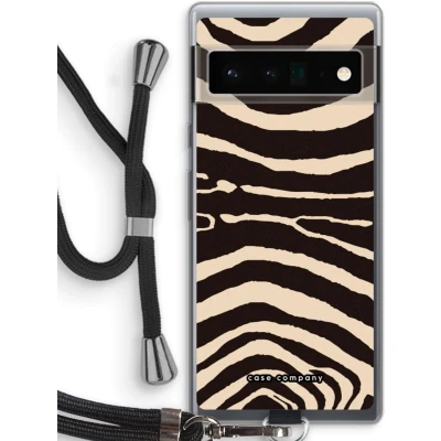 Afbeelding van Case Company® hoesje met Koord geschikt voor Google Pixel 6 Pro Arizona Zebra Telefoonhoesje Zwart Bescherming aan alle Kanten en Over de Schermrand