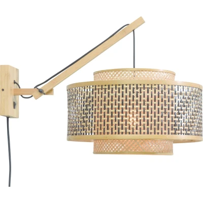Afbeelding van GOOD&amp;MOJO Wandlamp Bhutan Bamboe/Zwart 57x50x50cm Bruin