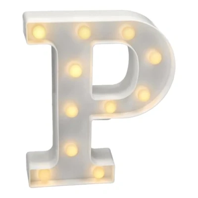 Afbeelding van JANDEI Lichtgevende letters en cijfers, warm licht, decoratie milieu, bedlampjes, vitrines, bruiloften, verjaardagen, feestjes. Werkt op AA batterijen niet inbegrepen (letter P)