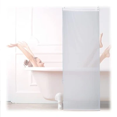Afbeelding van Relaxdays douche rolgordijn wit douchegordijn gordijn bad &amp; waterafstotend 60x240cm