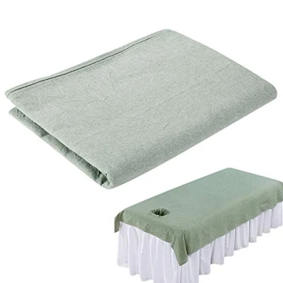 Afbeelding van Zachte katoenen beauty massage handdoek met gezicht ademgat (groen)