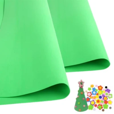 Afbeelding van 2 vellen EVA schuim voor cosplay, 1 mm dik, 50 x 100 cm, heldergroen knutselen, knutselprojecten