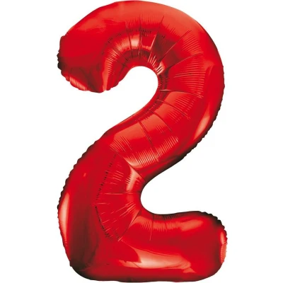Afbeelding van Cijfer Ballon 2 Rood 86 cm