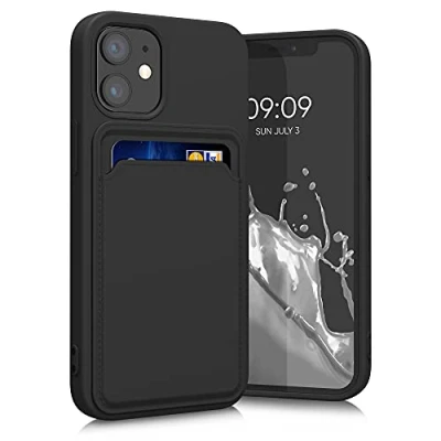 Afbeelding van kwmobile telefoonhoesje geschikt voor Apple iPhone 12 mini Hoesje met pasjeshouder TPU case in zwart