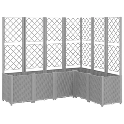 Afbeelding van Plantenbak met latwerk 160x120x140 cm polypropeen lichtgrijs