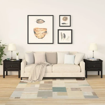 Afbeelding van Bijzettafels 2 st 50x50x49 cm massief grenenhout zwart