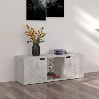 Afbeelding van Tv meubel 88,5x27,5x30,5 cm spaanplaat betongrijs