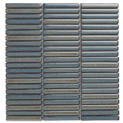 Afbeelding van The Mosaic Factory Sevilla mozaïektegel 1.2x9.2x0.8cm voor wand kitkat mini finger Keramiek Glans Grijs Blauw Spikkel