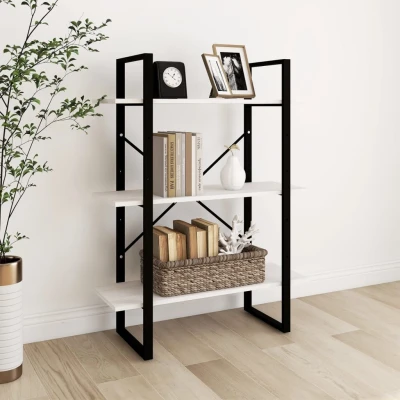 Afbeelding van Boekenkast met 3 schappen 80x30x105 cm massief grenenhout wit
