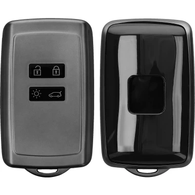 Afbeelding van kwmobile autosleutel hoesje geschikt voor Renault 4 knops Smartkey (alleen Keyless Go) hoes TPU behuizing Beschermende auto sleutel case Sleuteletui in mat zwart /