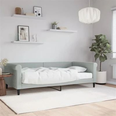 Afbeelding van vidaXL Slaapbank met matras 100x200 cm fluweel lichtgrijs