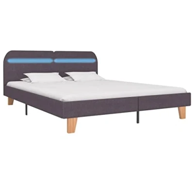 Afbeelding van vidaXL Bedframe met LED zonder matras stof taupe 150x200 cm