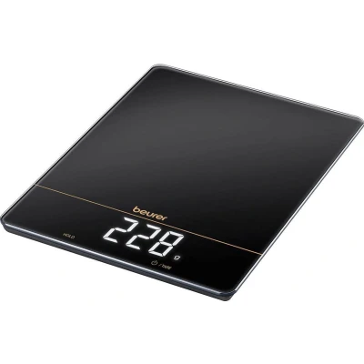 Afbeelding van Beurer KS 34 XL Digitale Keukenweegschaal Limited edition 2024 Tot 15 kg Glazen oppervlak Touch bediening Groot Magic LED display Tarra functie Incl. batterijen 5 Jaar garantie Zwart