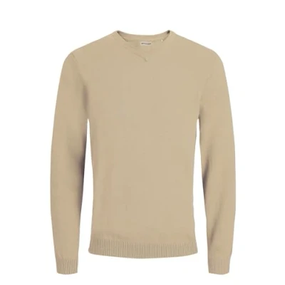 Afbeelding van JACK &amp; JONES Jjebasic Knit V hals Noos sweatshirt voor heren, Beige (Crockery)