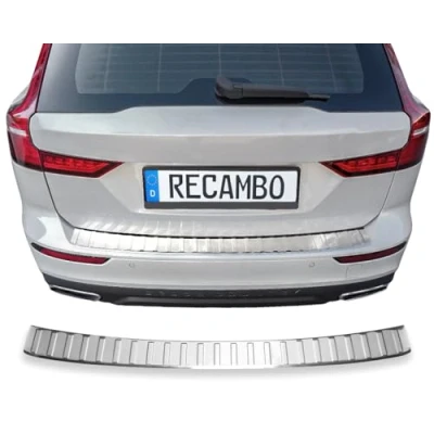 Afbeelding van RECAMBO Bumperbescherming van gepolijst roestvrij staal, chroomlook, geschikt voor Volvo V60 2, bouwjaar vanaf 2018, stijl en bescherming