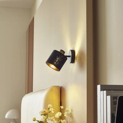 Afbeelding van Lindby Wandlamp 1licht Stof, metaal H: 17.6 cm E14 zwart, goud