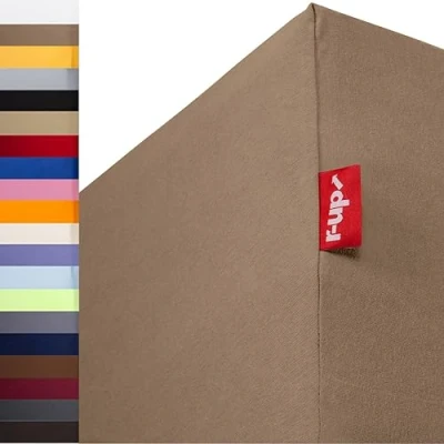 Afbeelding van r up geschikt voor hoeslakens van 180 x 200 220 35 cm hoogte, vele kleuren, 100% katoen, 130 g/m², Oeko Tex gecertificeerd, stressvrij, ook boxspringbedden (taupe