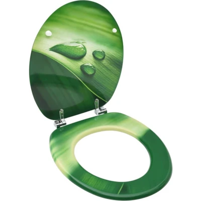 Afbeelding van Toiletbril met deksel waterdruppel MDF groen