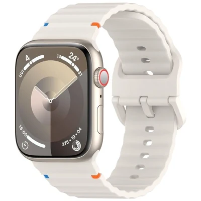 Afbeelding van Apple Watch Wave sportband Sterrenlicht / starlight Geschikt voor 44mm 45mm 46mm 49mm