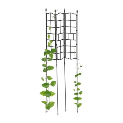 Afbeelding van Relaxdays plantenklimrek 124 cm set van 3 zwarte plantensteun rankhulp kunststof