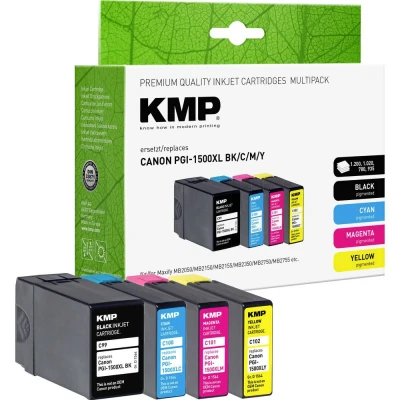 Afbeelding van KMP Inktcartridge vervangt Canon PGI 1500BK XL, 1500C 1500M 1500Y XL Compatibel Combipack Zwart, Cyaan, Magenta, Geel C99V 1564,0050