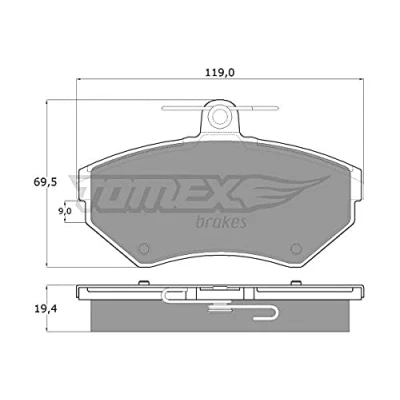 Afbeelding van TOMEX brakes TX 13 12 Remblokkenset Vooras AUDI: A4 B5 Saloon, Avant, VOLKSWAGEN: Passat Estate