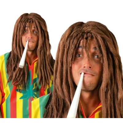 Afbeelding van Fiestas Guirca pruik Rasta bruin haar Carnaval accessoires Pruiken