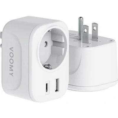Afbeelding van Voomy Reisstekker Amerika/USA Wereldstekker Type A USB C &amp;