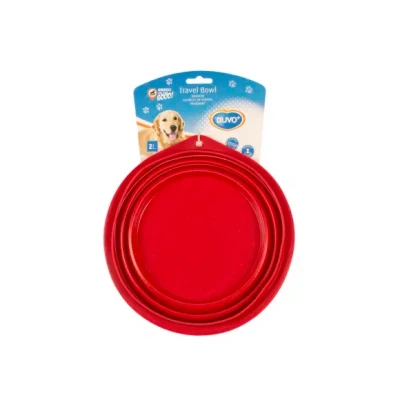 Afbeelding van Duvoplus Drinkbak Hond Silicone Reiskom 500ml 14cm Rood 1st
